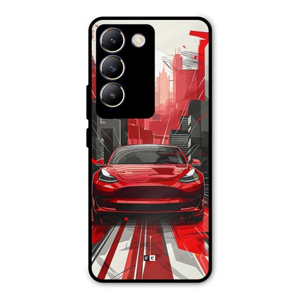Red And Black Car Metal Back Case for Vivo Y200e