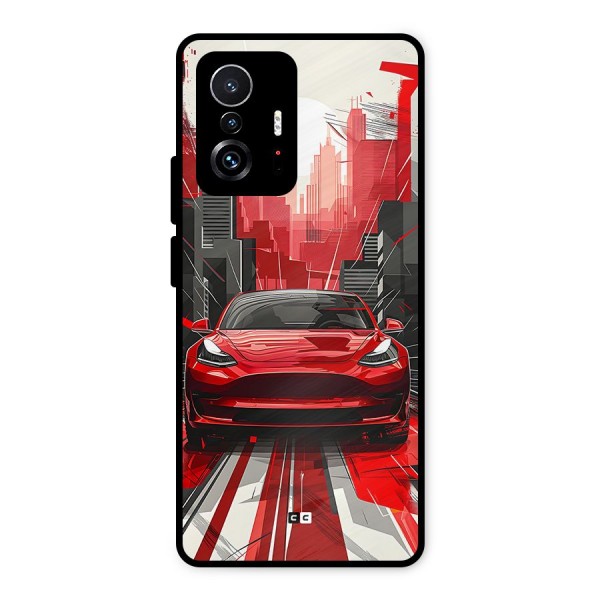 Red And Black Car Metal Back Case for Xiaomi 11T Pro
