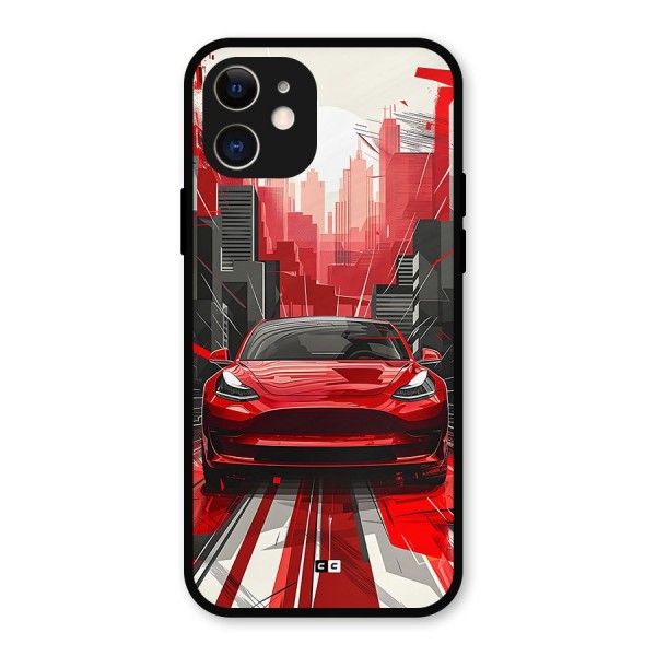 Red And Black Car Metal Back Case for iPhone 12