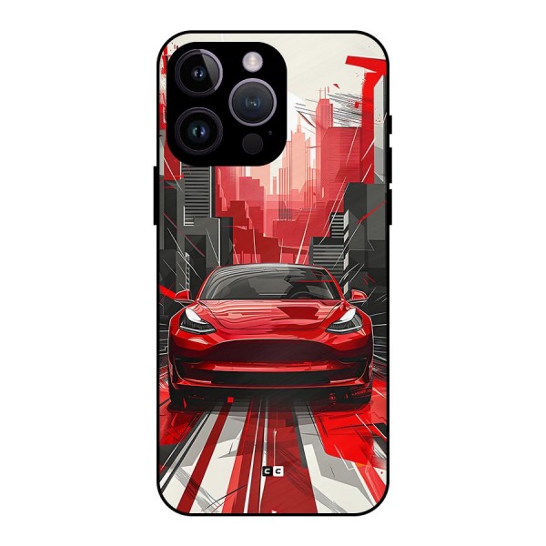 Red And Black Car Metal Back Case for iPhone 14 Pro Max