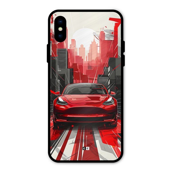 Red And Black Car Metal Back Case for iPhone XS