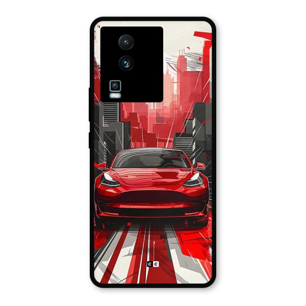 Red And Black Car Metal Back Case for iQOO Neo 7 Pro