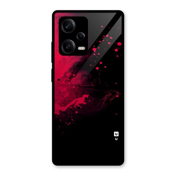 Red Black Splash Art Glass Back Case for Redmi Note 12 Pro