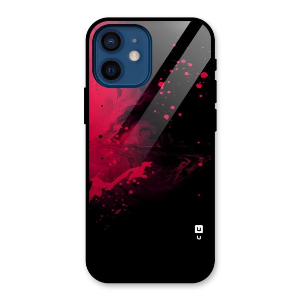 Red Black Splash Art Glass Back Case for iPhone 12 Mini
