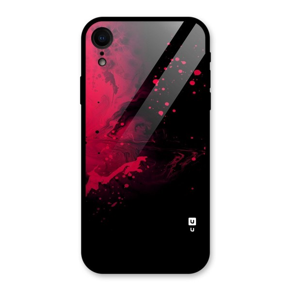 Red Black Splash Art Glass Back Case for iPhone XR