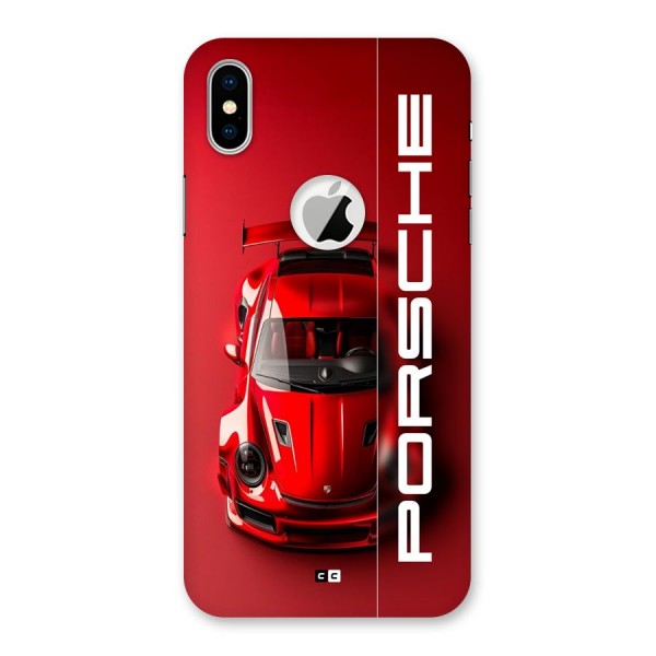 Red Porsche Back Case for iPhone XS Logo Cut