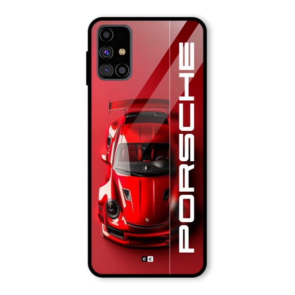 Red Porsche Glass Back Case for Galaxy M31s