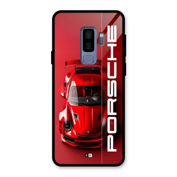 Red Porsche Glass Back Case for Galaxy S9 Plus