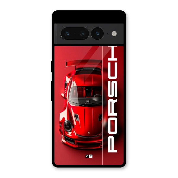 Red Porsche Glass Back Case for Google Pixel 7 Pro