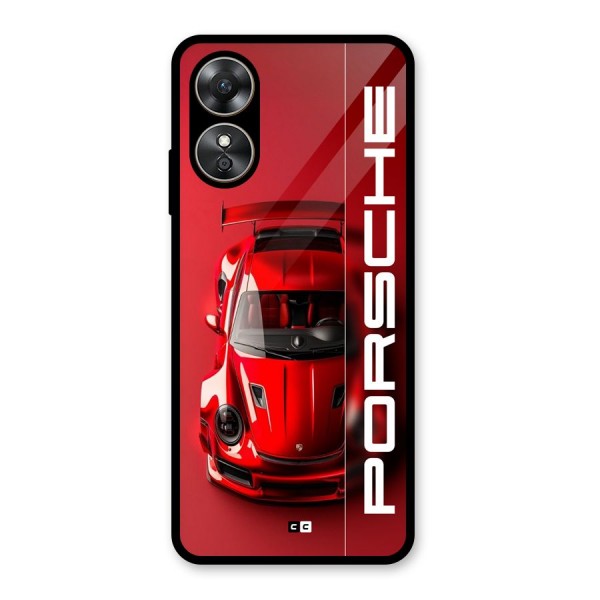 Red Porsche Glass Back Case for Oppo A17