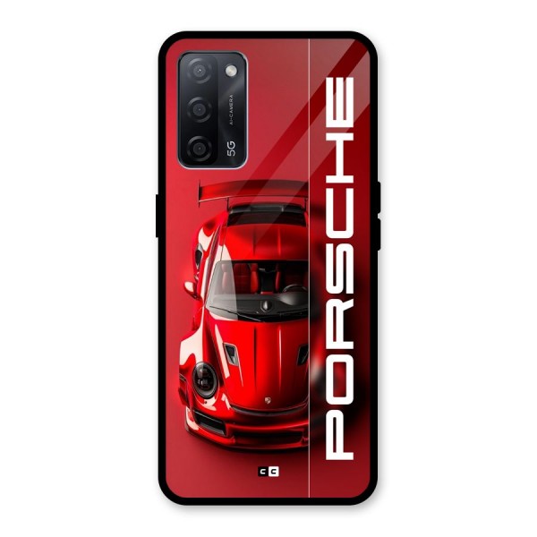 Red Porsche Glass Back Case for Oppo A53s 5G