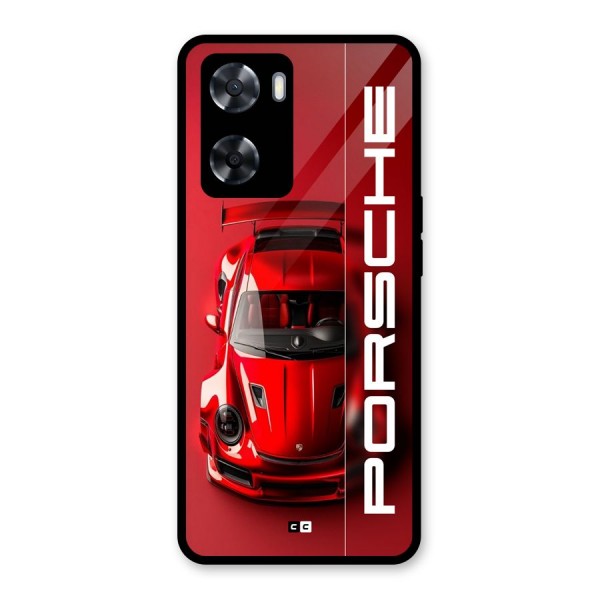 Red Porsche Glass Back Case for Oppo A57 2022