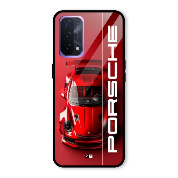 Red Porsche Glass Back Case for Oppo A74 5G