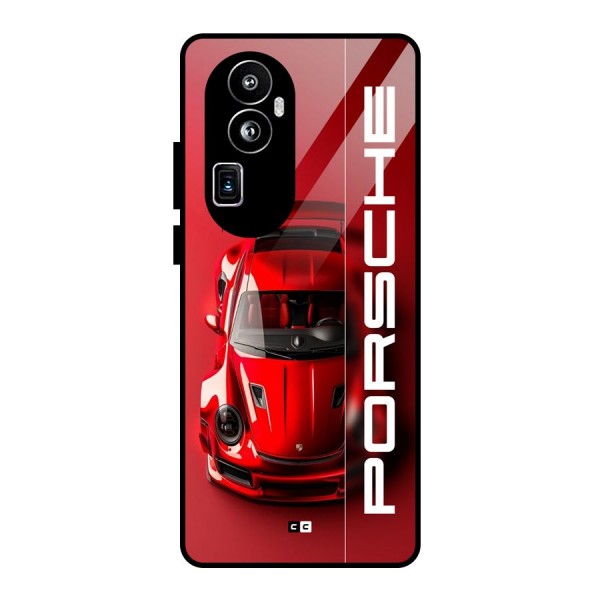 Red Porsche Glass Back Case for Oppo Reno10 Pro Plus
