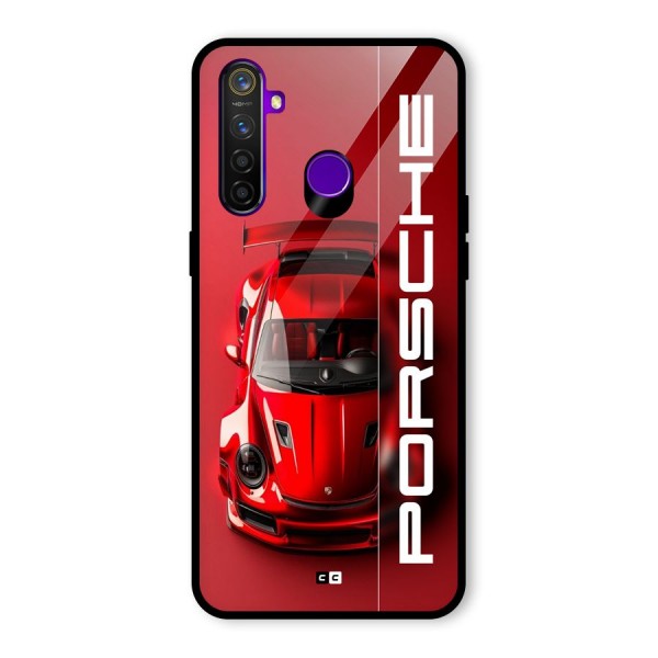 Red Porsche Glass Back Case for Realme 5 Pro