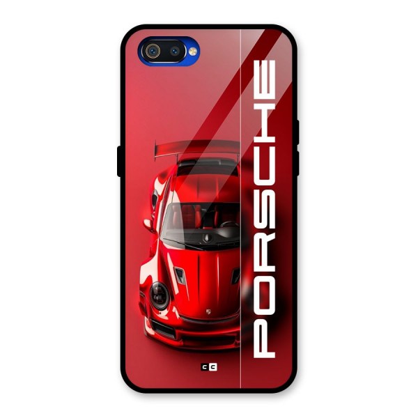 Red Porsche Glass Back Case for Realme C2