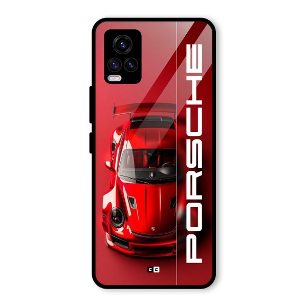 Red Porsche Glass Back Case for Vivo V20 2021