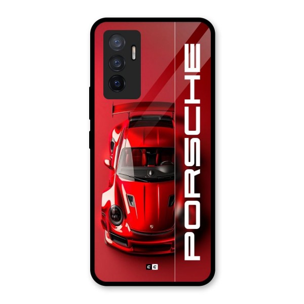 Red Porsche Glass Back Case for Vivo V23e