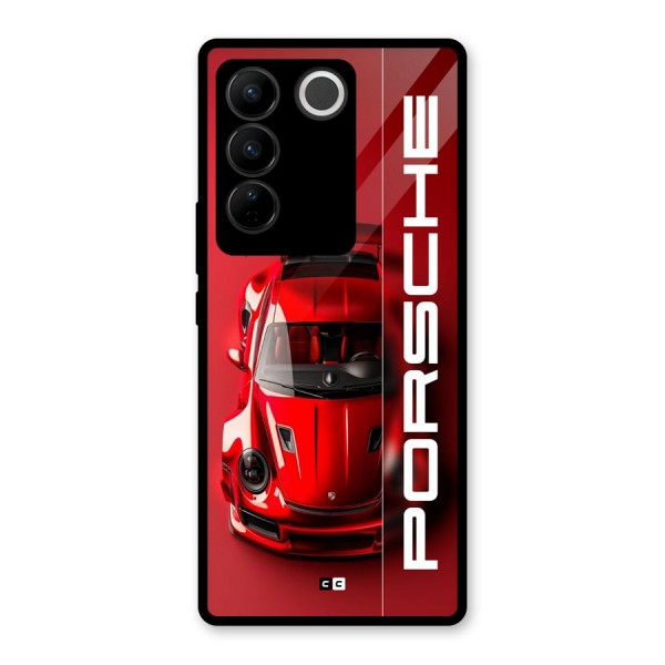 Red Porsche Glass Back Case for Vivo V27