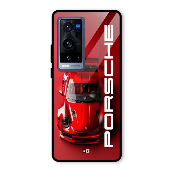 Red Porsche Glass Back Case for Vivo X60 Pro Plus