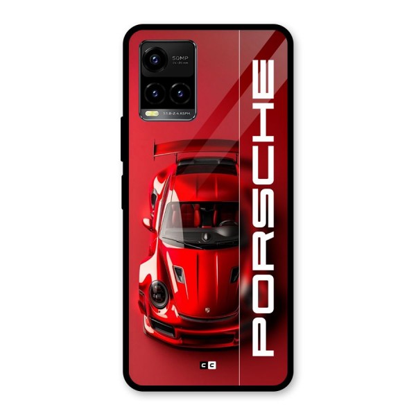 Red Porsche Glass Back Case for Vivo Y21G