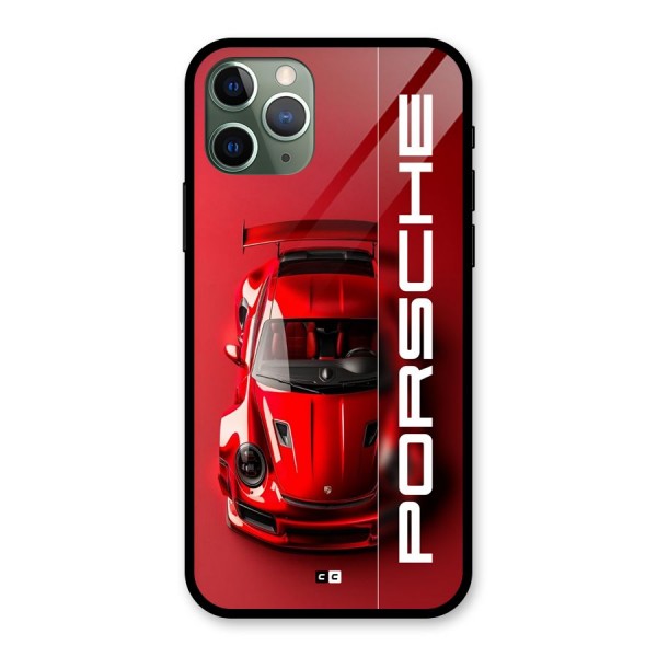 Red Porsche Glass Back Case for iPhone 11 Pro
