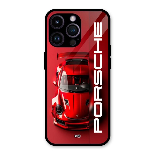 Red Porsche Glass Back Case for iPhone 14 Pro Max