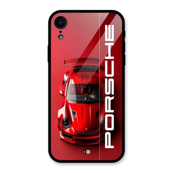 Red Porsche Glass Back Case for iPhone XR