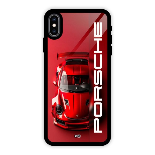 Red Porsche Glass Back Case for iPhone XS Max