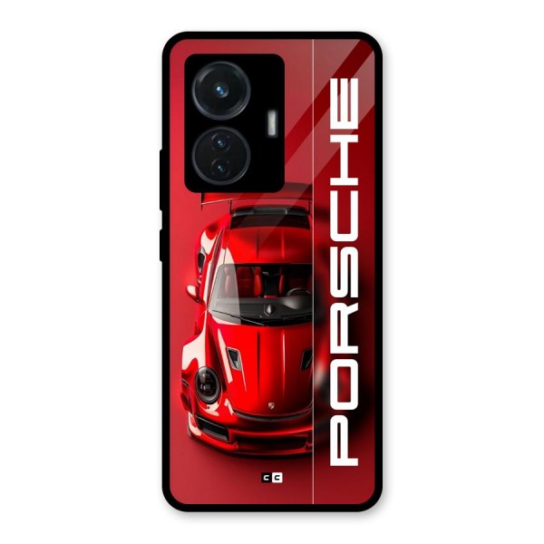 Red Porsche Glass Back Case for iQOO Z6 44W