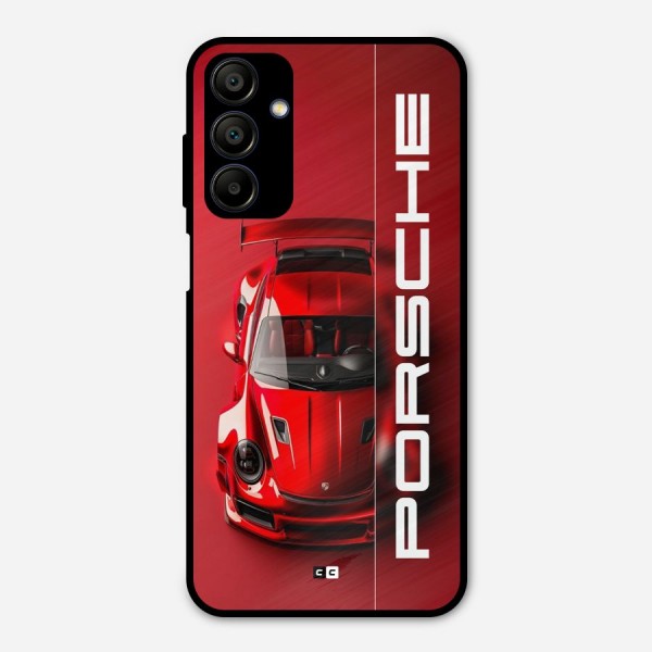 Red Porsche Metal Back Case for Galaxy A15 5G