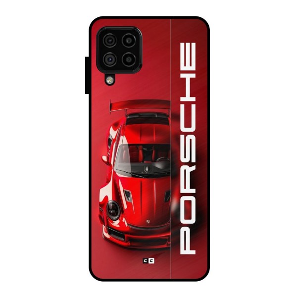 Red Porsche Metal Back Case for Galaxy A22 4G