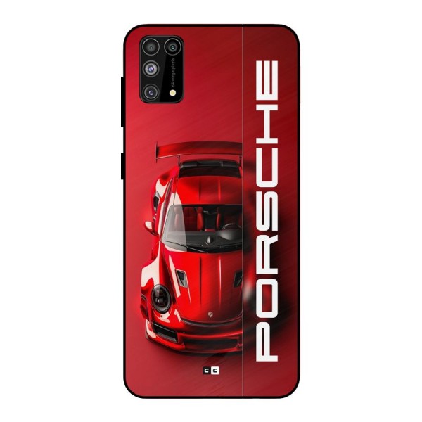 Red Porsche Metal Back Case for Galaxy F41