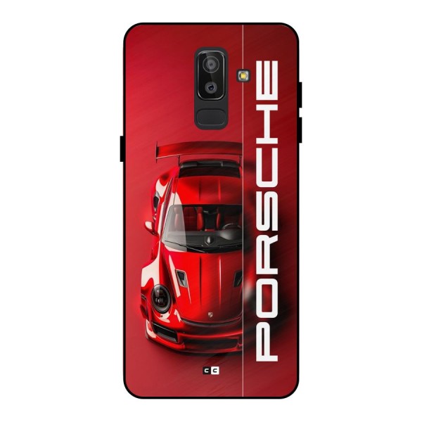 Red Porsche Metal Back Case for Galaxy J8