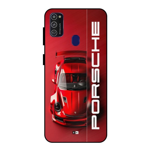 Red Porsche Metal Back Case for Galaxy M30s
