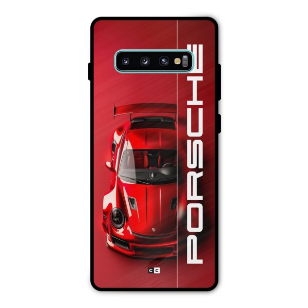 Red Porsche Metal Back Case for Galaxy S10 Plus