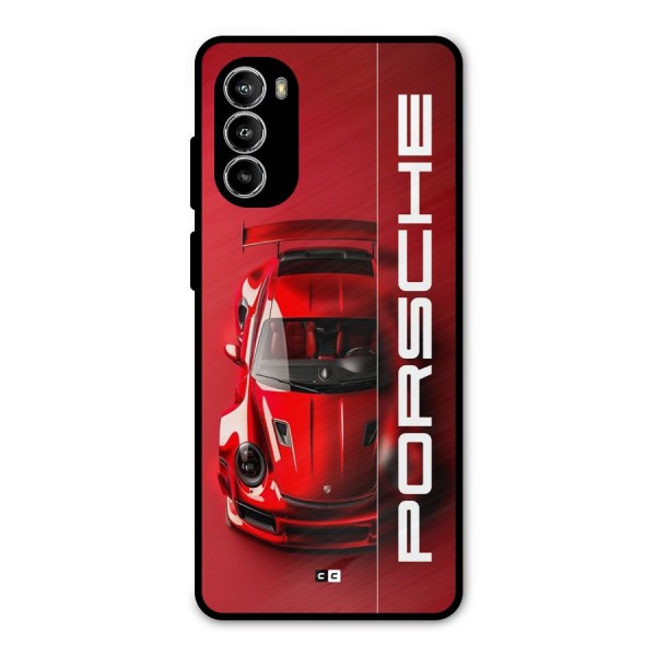 Red Porsche Metal Back Case for Moto G52