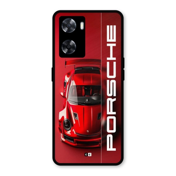 Red Porsche Metal Back Case for Oppo A57 2022