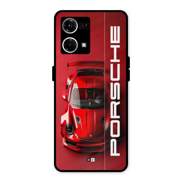 Red Porsche Metal Back Case for Oppo F21 Pro 4G