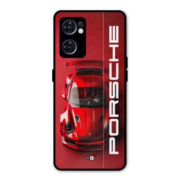 Red Porsche Metal Back Case for Oppo Reno7 5G