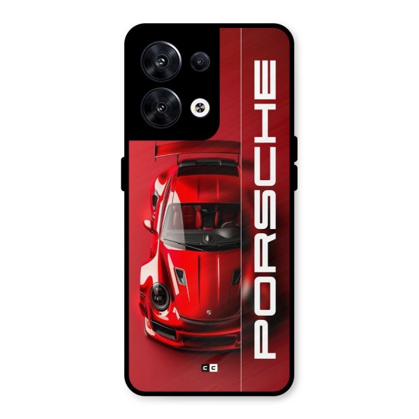 Red Porsche Metal Back Case for Oppo Reno8 5G