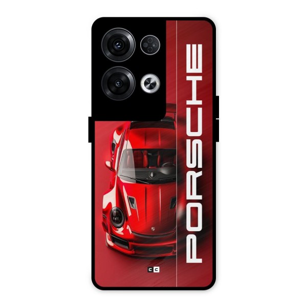 Red Porsche Metal Back Case for Oppo Reno8 Pro 5G