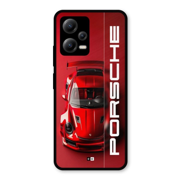 Red Porsche Metal Back Case for Poco X5