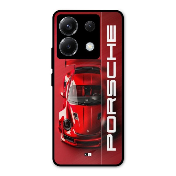 Red Porsche Metal Back Case for Poco X6