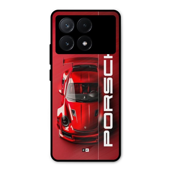 Red Porsche Metal Back Case for Poco X6 Pro