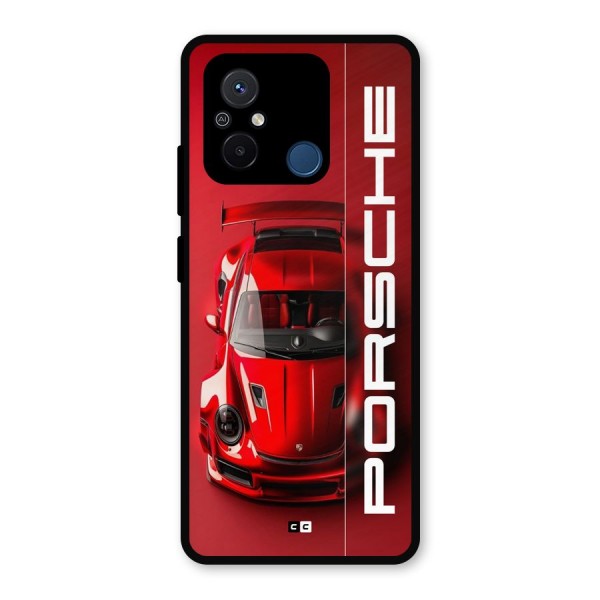 Red Porsche Metal Back Case for Redmi 12C