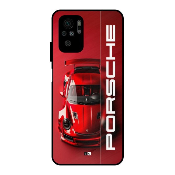 Red Porsche Metal Back Case for Redmi Note 10