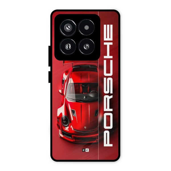 Red Porsche Metal Back Case for Xiaomi 14 Pro
