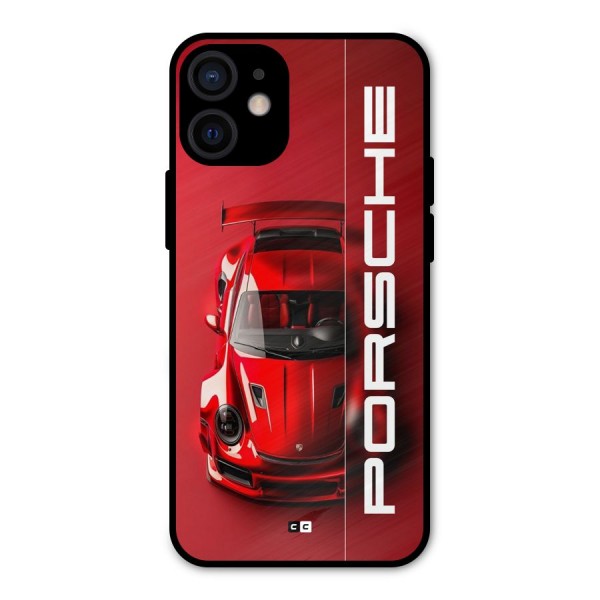 Red Porsche Metal Back Case for iPhone 12 Mini