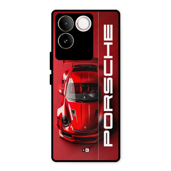 Red Porsche Metal Back Case for iQOO Z7 Pro